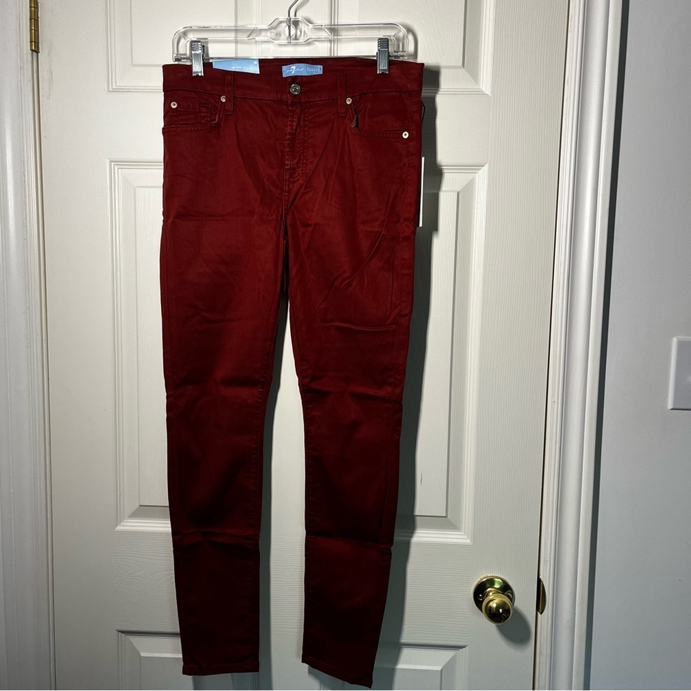 NWT 7 FOR ALL MANKIND Red Ankle Skinny Pants Size 29